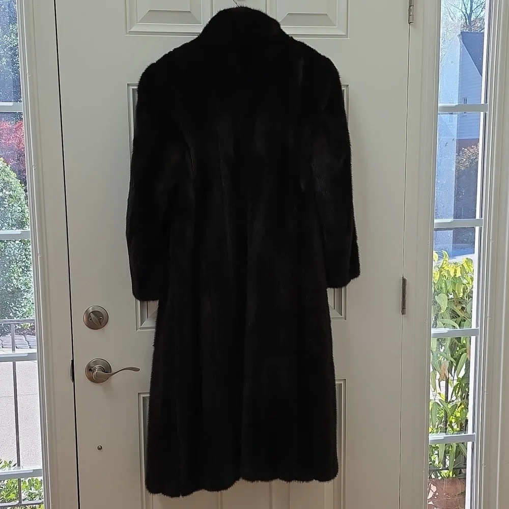 Antonovich Black/Dark Brown Full Length Mink Coat.  Size Medium - Picture 10 of 14
